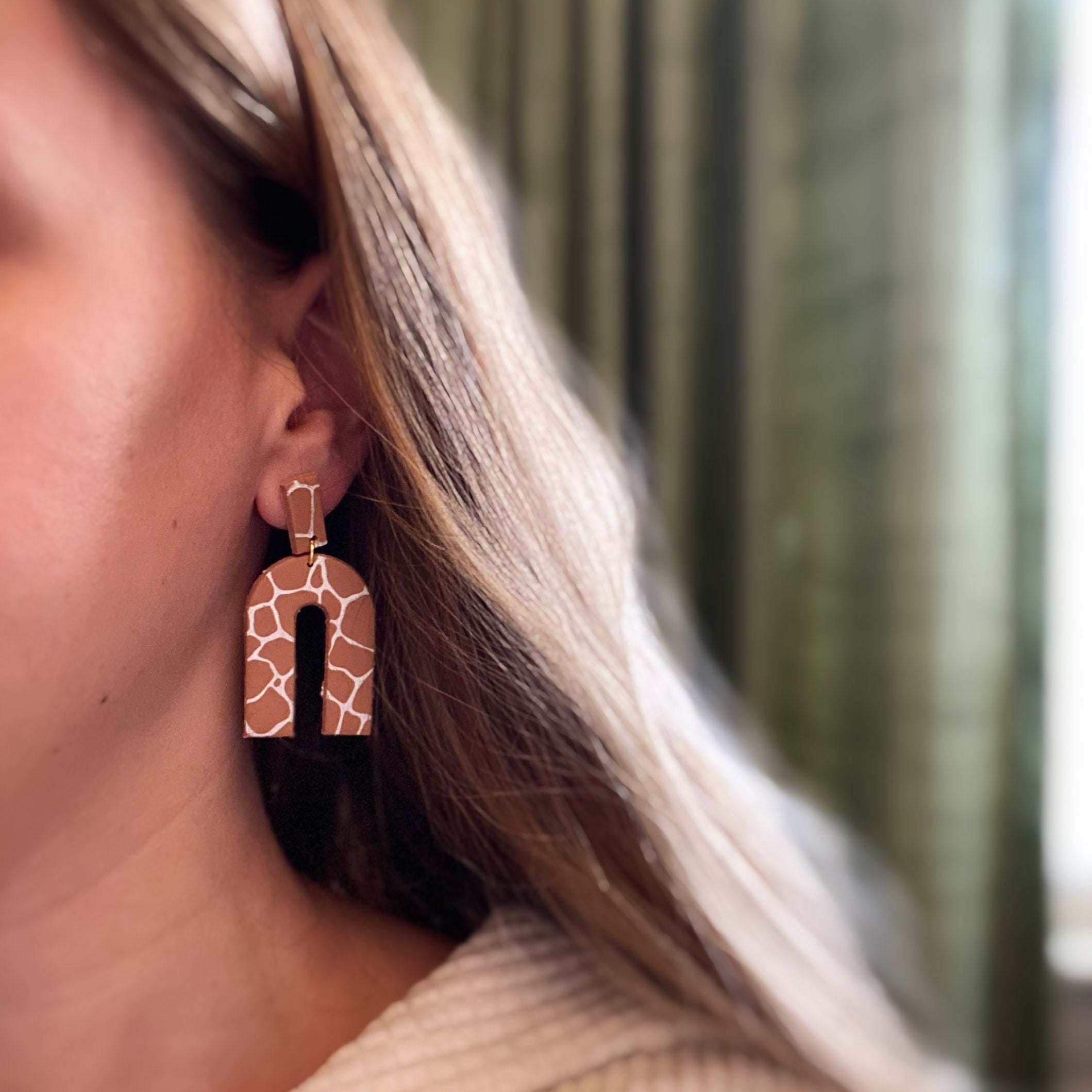 Clay Earrings • Handmade • Giraffe Arches