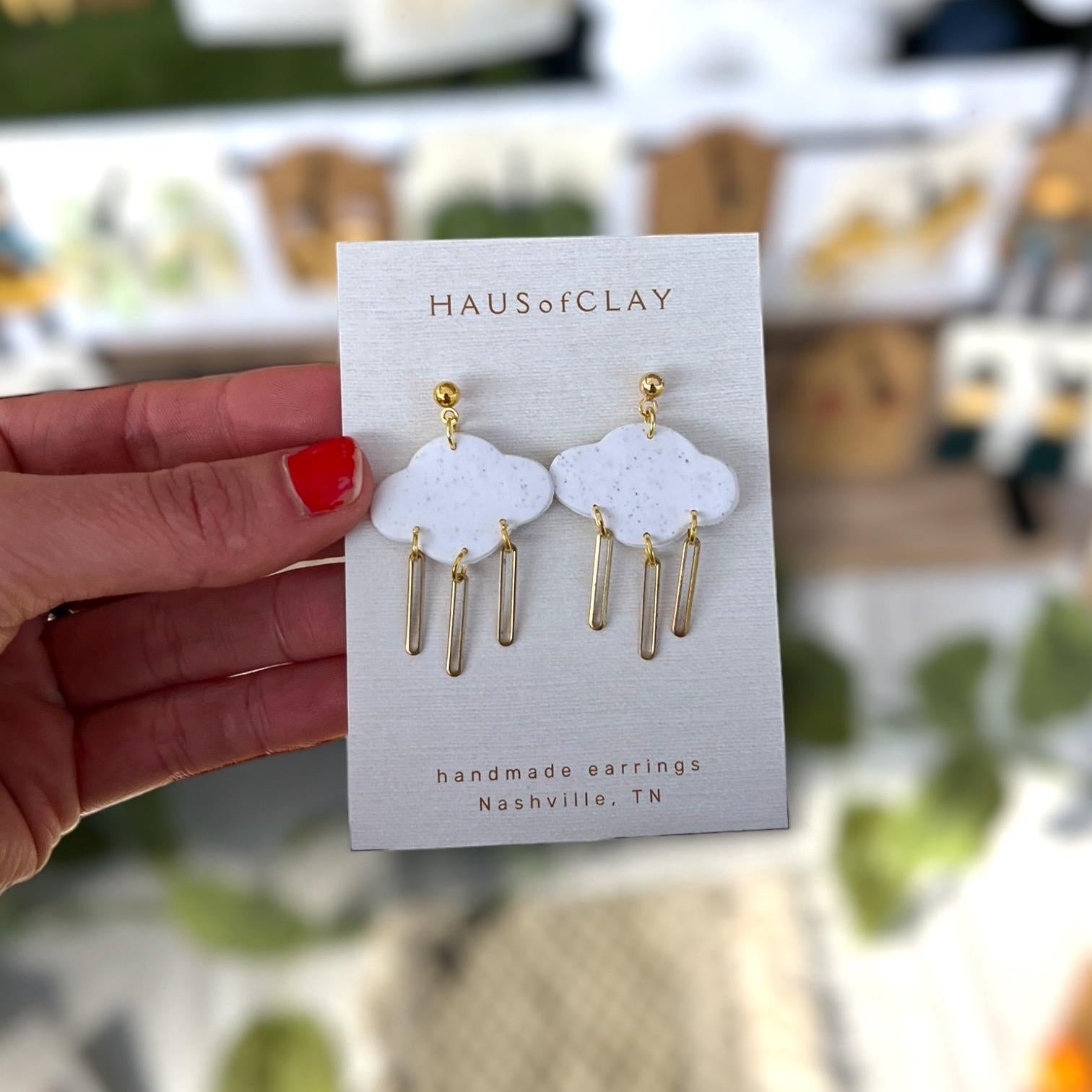 Clay Earrings • Handmade • Golden Hour Clouds